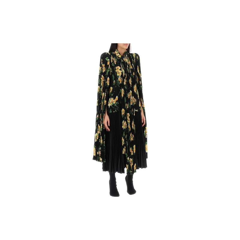 Balenciaga Floral Printed Pleated Scarf Blouse-4