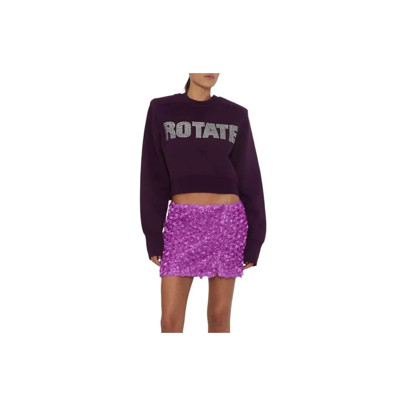 Rotate Rhinestone-Logo Cropped Sweatshirt-2