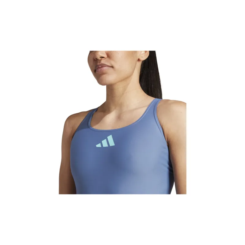 Adidas 3 Bar Logo Swimsuit One-piece Swimsuit Women's Crew Blue-5