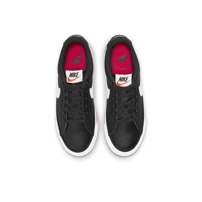 Nike Court Legacy Anti-Slip Wear-Resistant Low-Top Kids' Skateboarding Shoes Black White Teenagers-3
