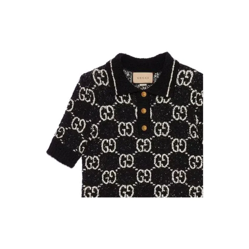 GUCCI GG print Cotton Polo Top-4