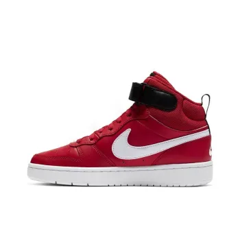 Nike Court Borough 2 Mid 2 Slip-Resistant Cushioning Wear-Resistant Mid-Top Skateboard Shoes Red White Teenagers