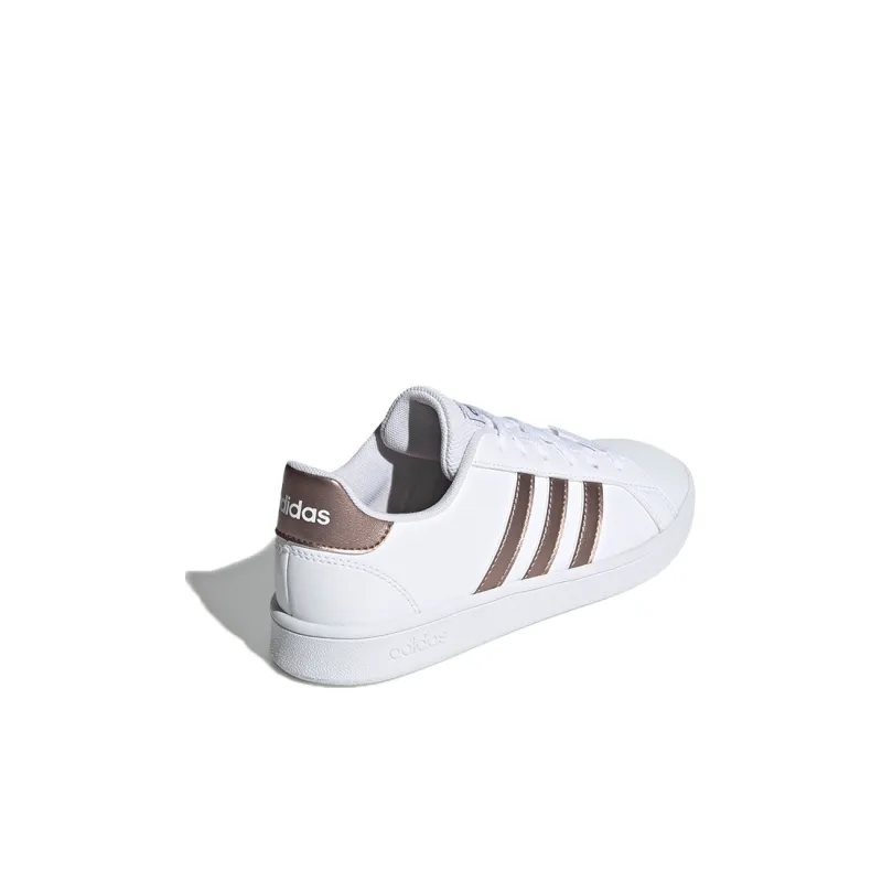Adidas Neo GRAND COURT K Breathable Low Top Skateboard Shoes White Brown Kids'-3