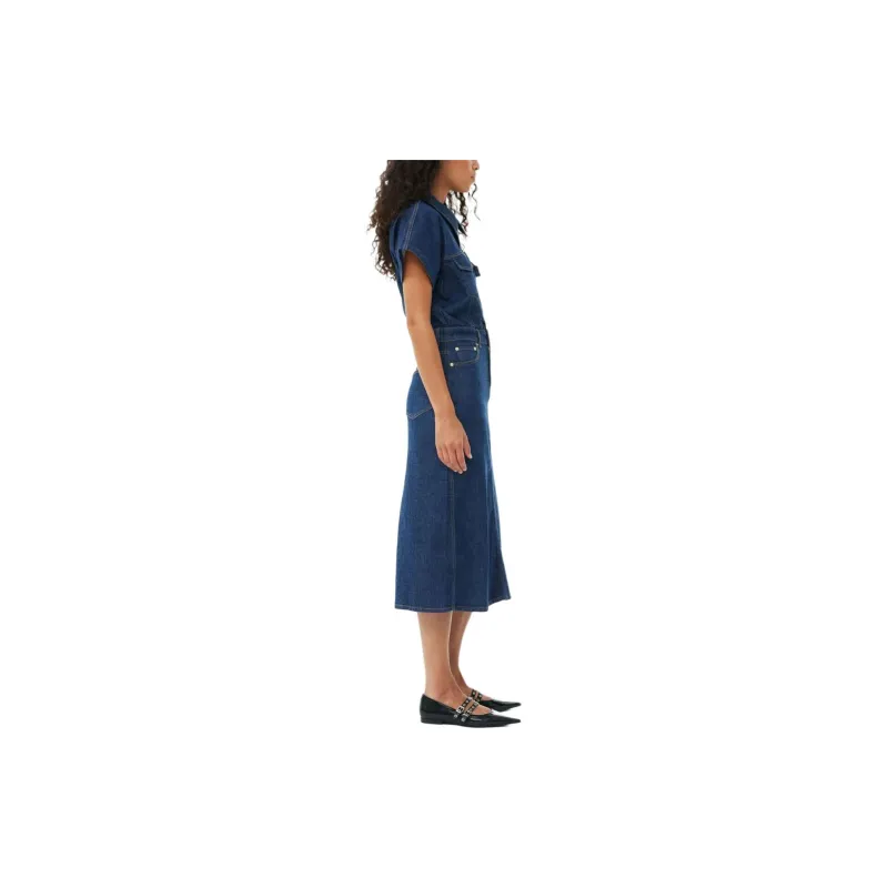 GANNI Rose Denim Midi Dress-3