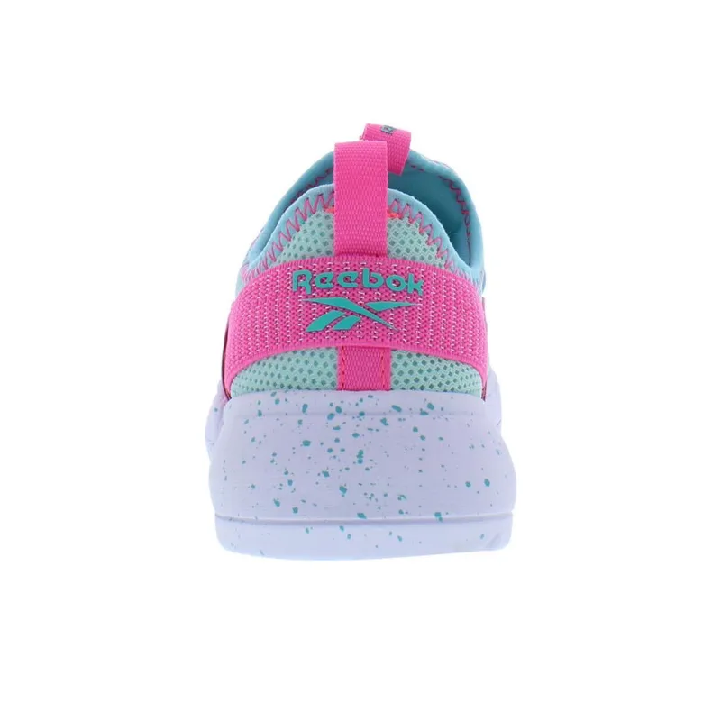 Reebok Cushioning, Wear Resistant Low Top Kids' Running Shoes Green Pink Kids'-3