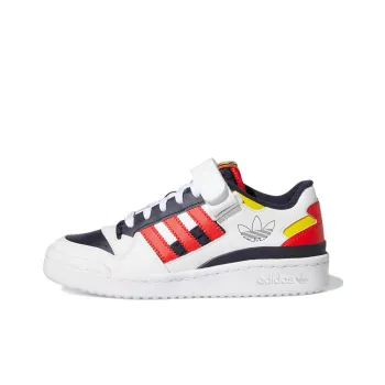 Adidas Originals FORUM Low J Slip Resistant Cushioning Wear Resistant Low Top Skateboard Shoes White Blue Red Teenagers