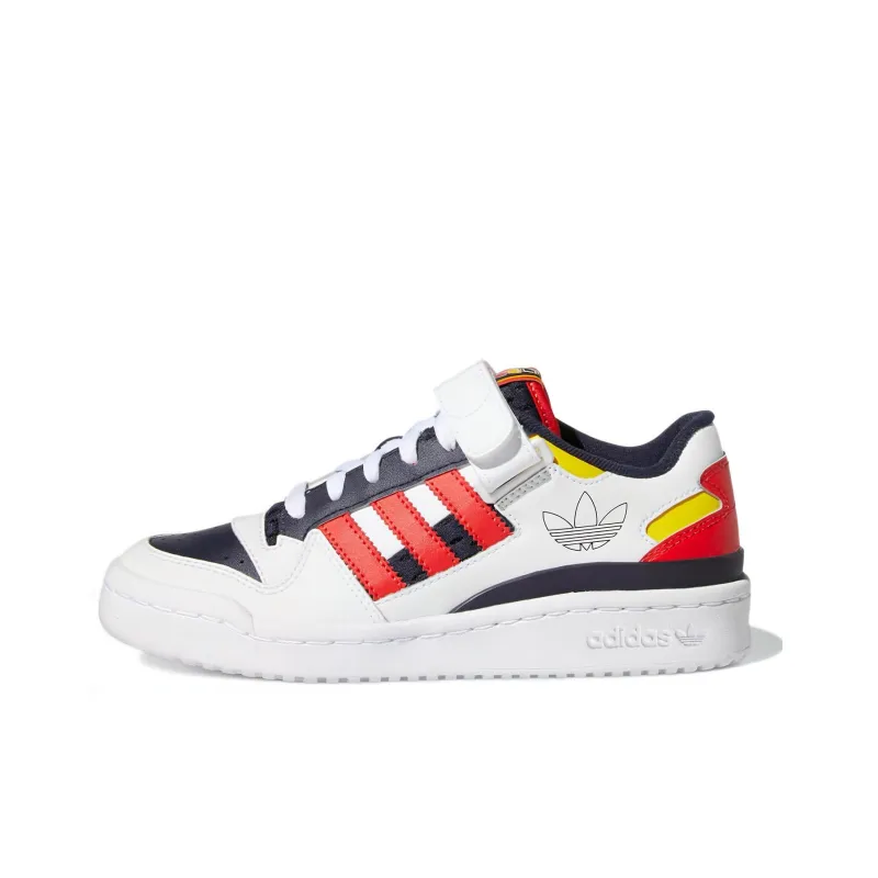 Adidas Originals FORUM Low J Slip Resistant Cushioning Wear Resistant Low Top Skateboard Shoes White Blue Red Teenagers-0