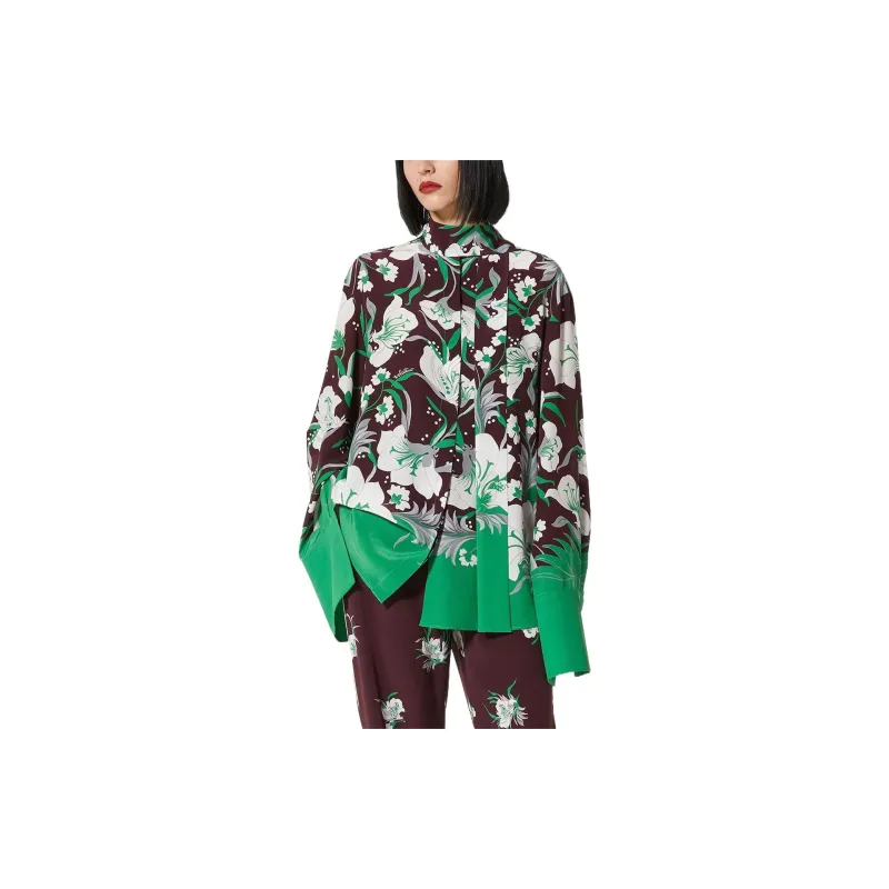 Valentino Plants & Flowers Shirts Women's Green-1