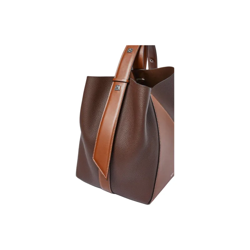 MaxMara Deer-Print Calfskin Bucket Bags Shoulder Bag Crossbody Bag Medium Size Women's Cocoa-4