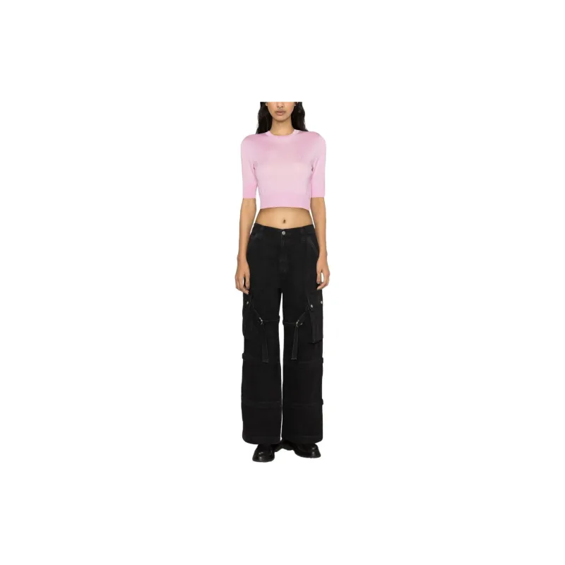 DSQUARED 2 Logo-Embroidered Crewneck Cropped Jumper-1