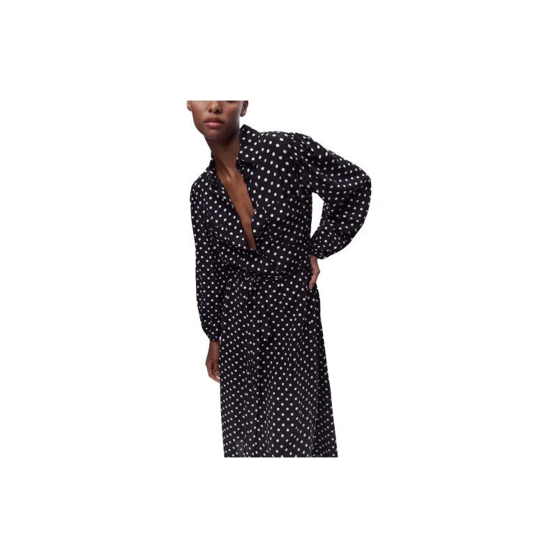ZARA Long-Sleeved Dresses Women's Black-1