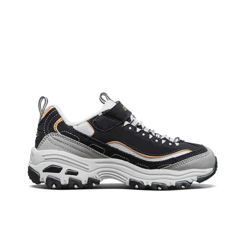Skechers Slip Resistant Cushioning Abrasion Resistant Support Low Top Kids' Running Shoes Black Gold Teenagers-1