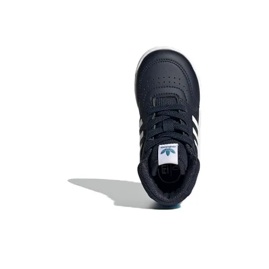 Adidas Originals Drop Step Slip-Resistant High-Top Toddler Shoes Black Blue White Infant And Toddler-4