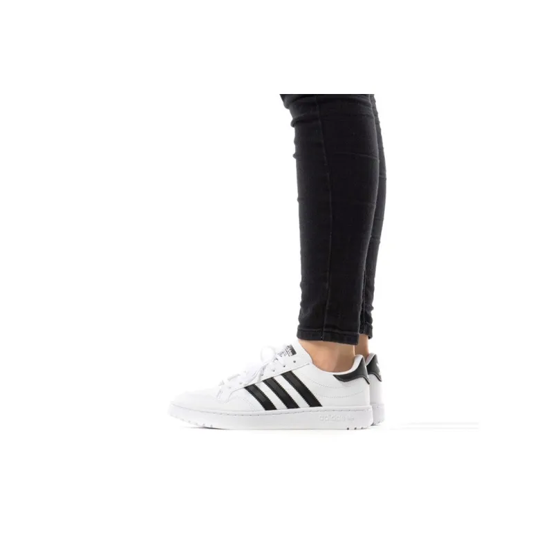 Adidas Originals Team Court J Slip Resistant Low Top Skateboard Shoes White Black Teenagers-6
