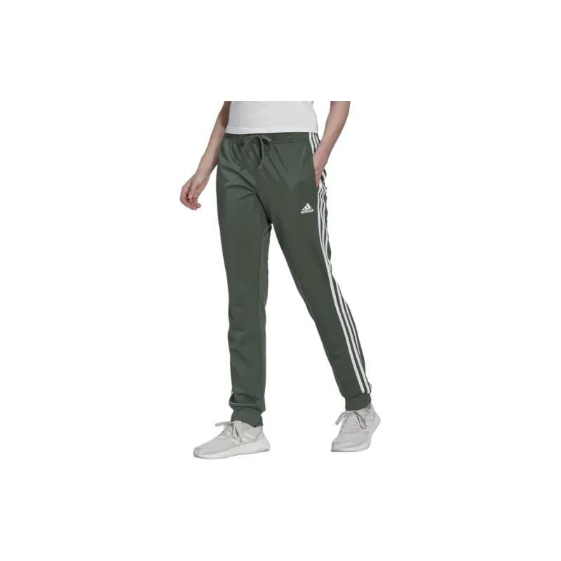Adidas Essential WARM-UP SLIM TAPERED 3-STRIPES TRACK PANTS Knitted Sports Pants Women's Green-3