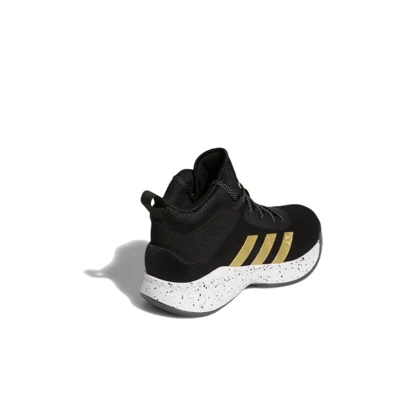 Adidas Cross Em Up 5 Anti Slip Wear Resistant Mid Top Children's Basketball Shoes Black Gold Kids'-3