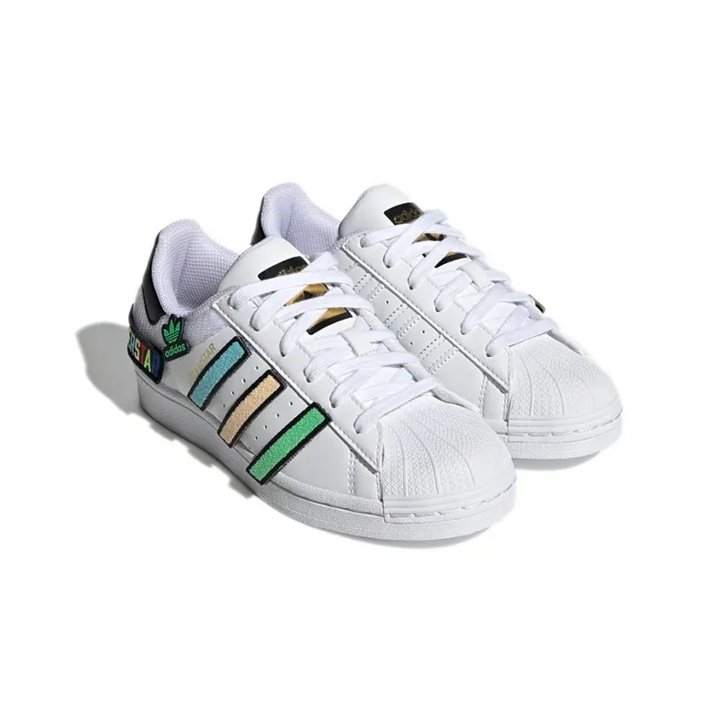 Adidas Originals Junior Abrasion Resistant Low Top Skateboard Shoes White Blue Green Teenagers-3