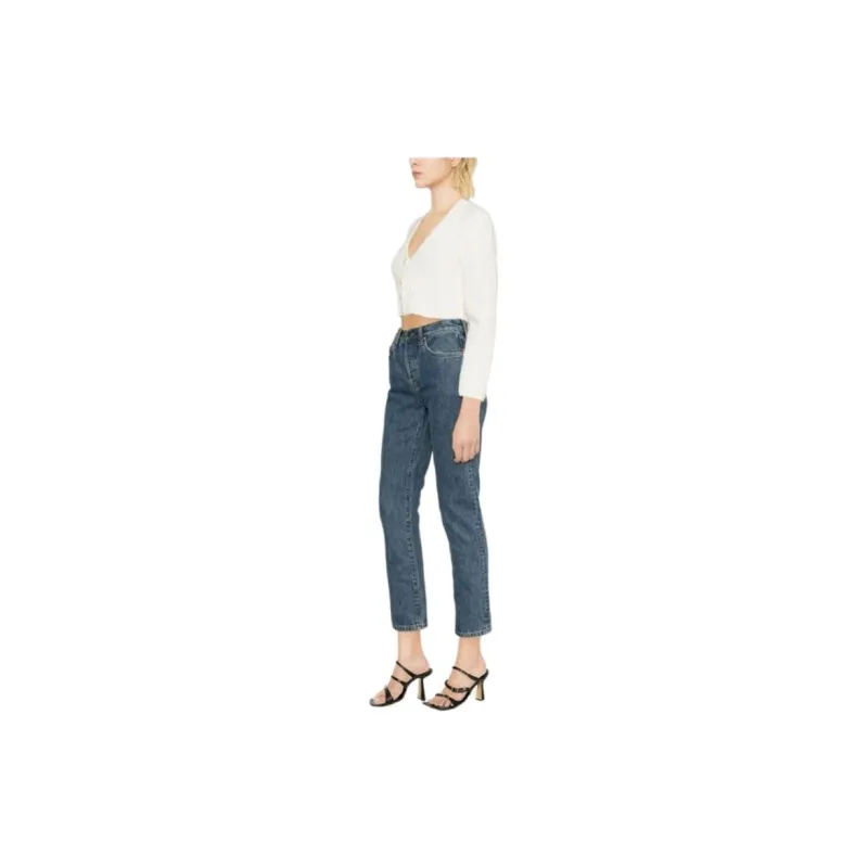 WARDROBE.NYC Cropped Washed Denim Jeans-3