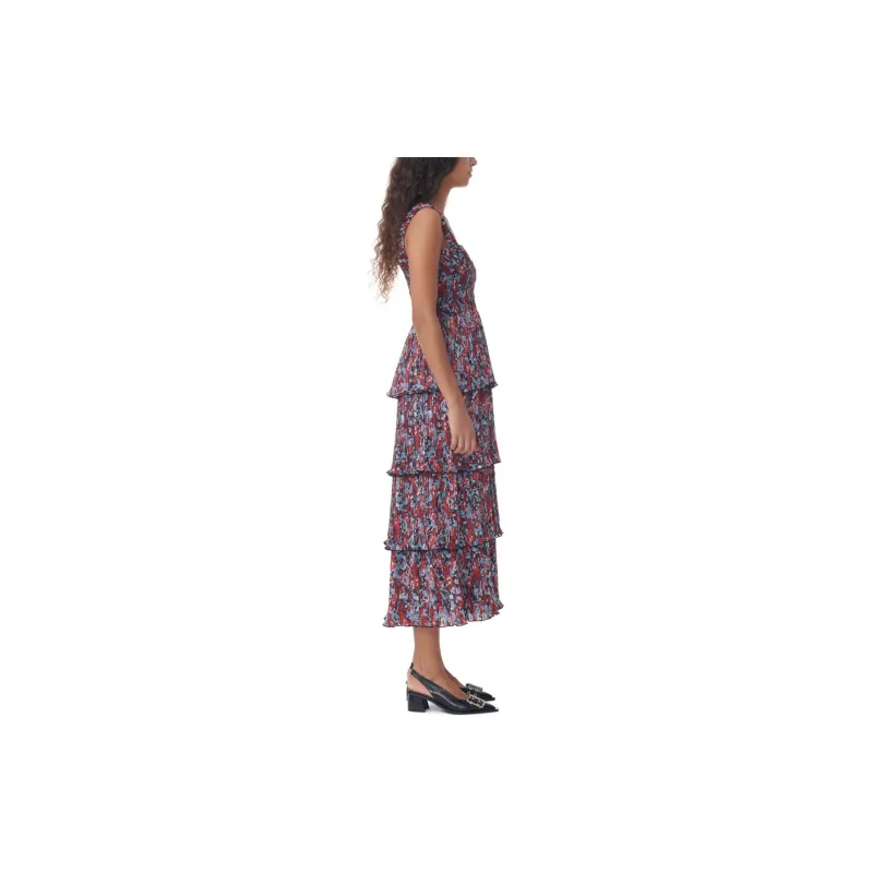 GANNI Floral print Layered Midi Dress-4