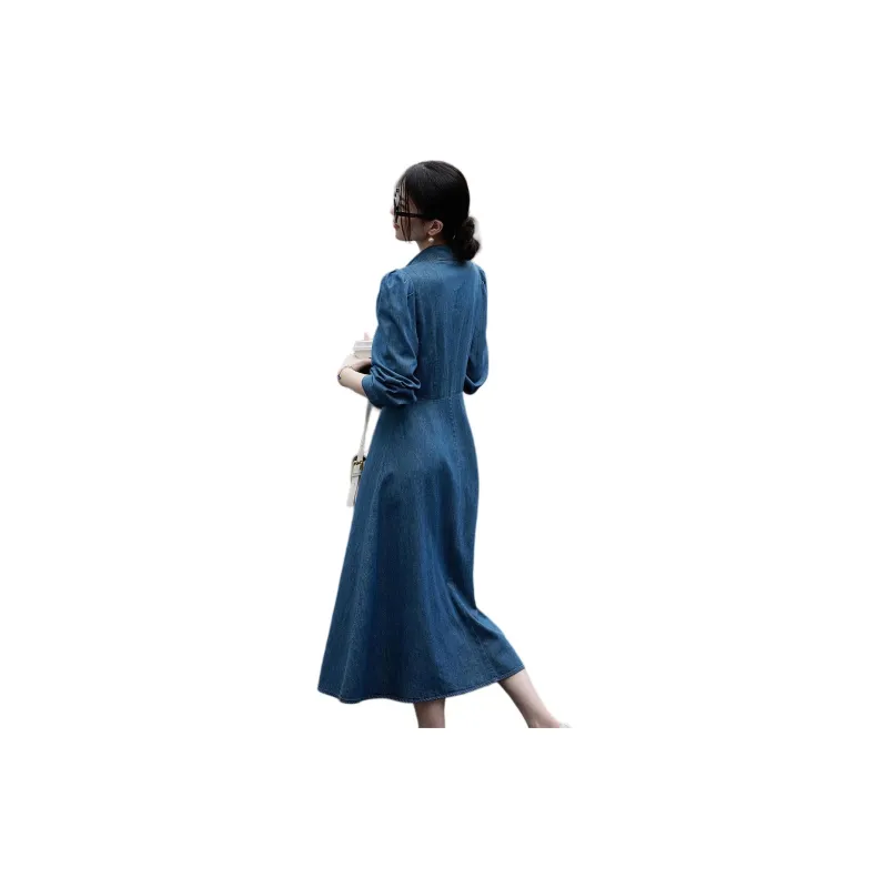 【dme】 Long Sleeved Dresses Women's Medium Denim Blue-2