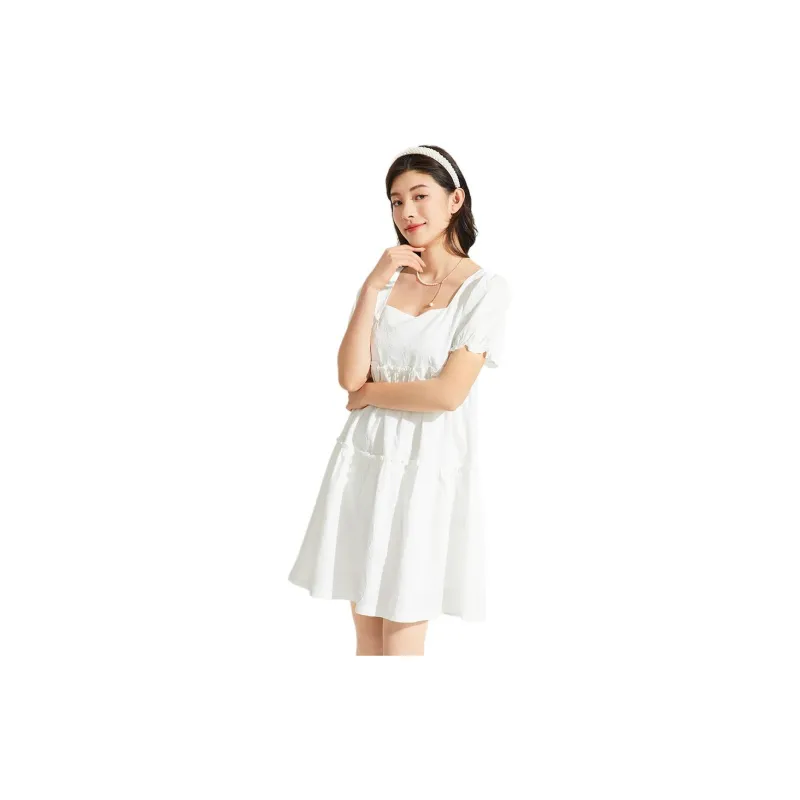 Hotwind Short Sleeved Dresses Women's White-3