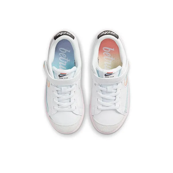 Nike Blazer Low '77 'Be True' Rainbow Hook Low Top Skateboard Shoes White Pink Children Aged 3 7 Years Old-3