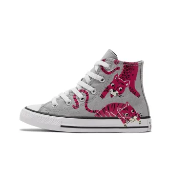 Converse Chuck Taylor All Star Anti Slip Wear Resistant High Top Kids Canvas Shoes Gray Rose Red Teenagers