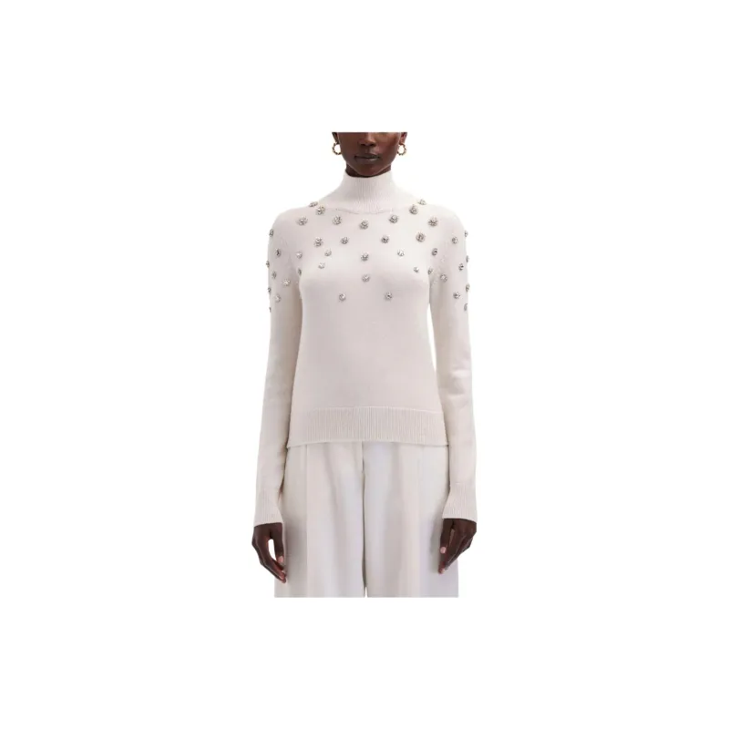 Oscar De La Renta Crystal embellishment Turtleneck Top-2