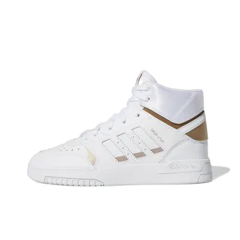 Adidas Originals Drop Step Series J Abrasion Resistant High Top Skateboard Shoes White Teenagers