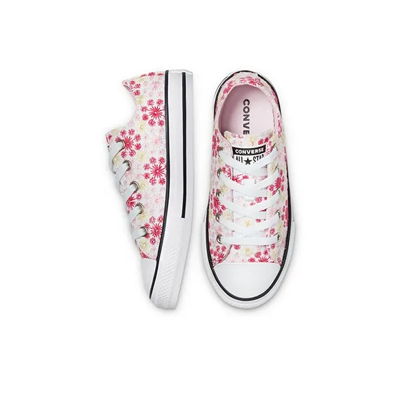 Converse Chuck Taylor All Star Anti Slip Wear Resistant Low Top Kids Canvas Shoes Embroidery Pink White Teenagers-3