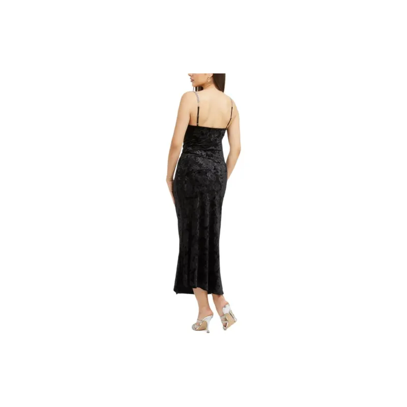 GUESS Velvet Midi Slip Dress Slip Dresses Women's Black-2