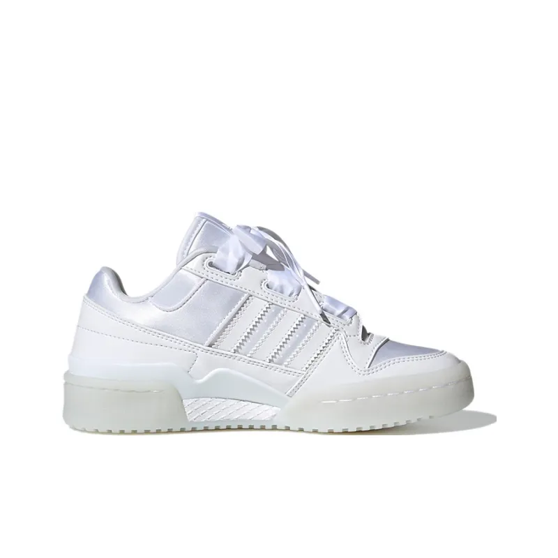 Adidas Originals FORUM Satin Low J Abrasion Resistant Low Top Skateboard Shoes White Teenagers-1