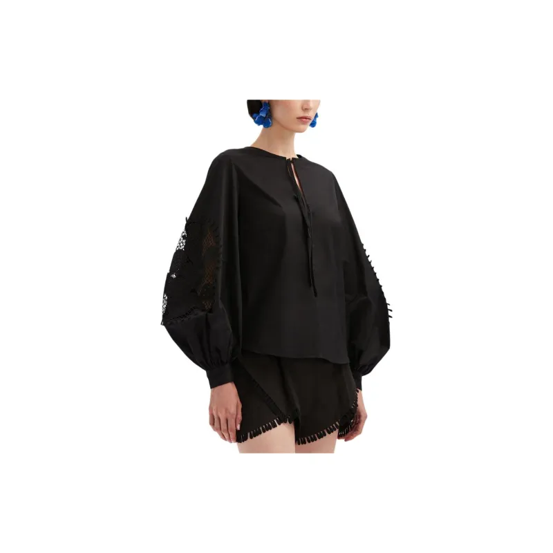 OSCAR DE LA RENTA Eyelet-detail Round-neck Blouse-4