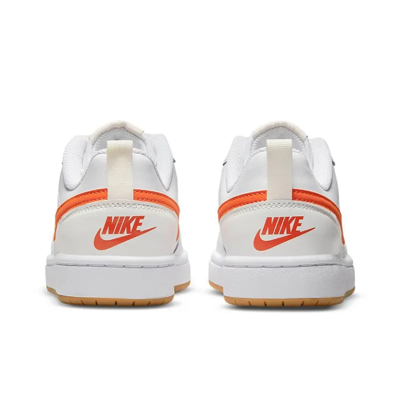 Nike Court Borough 2 Low 2 Slip Resistant Lightweight Cushioning Low Top Kids' Skateboarding Shoes White Orange Unisex-4