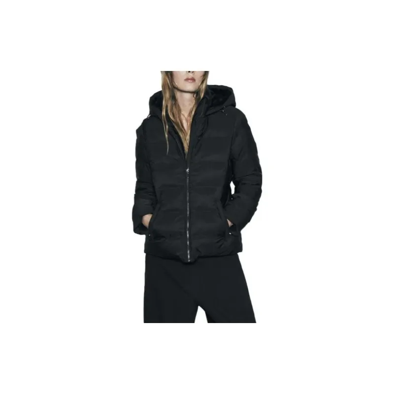 ZARA Puffer Jacket Women's Black-4