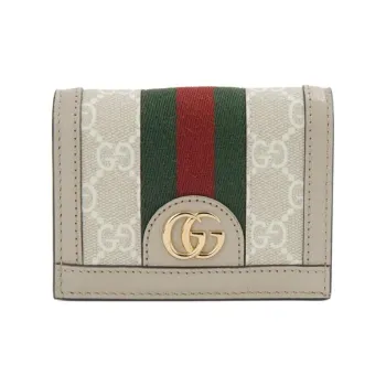 GUCCI Ophidia Canvas With Leather Wallets Card Holders Regular Women's Beige/White