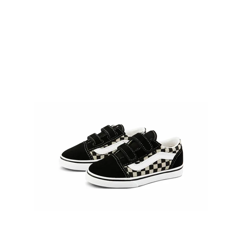 Vans Old Skool Velcro Primary Checkerboard Black White Kids-2