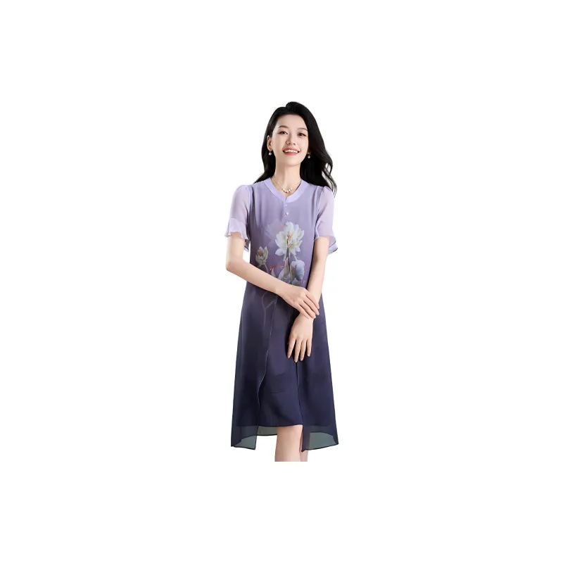 Mylan Short Sleeved Dresses Women's Purple-2