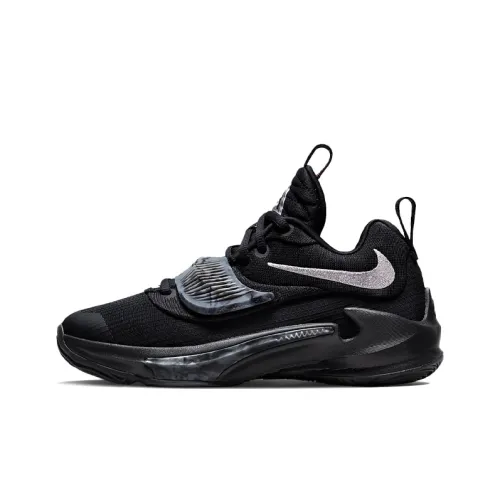 Nike Zoom Freak 3 Slip Resistant Cushioning Wear Resistant Rebound Low Top Children's Basketball Shoes Black Teenagers