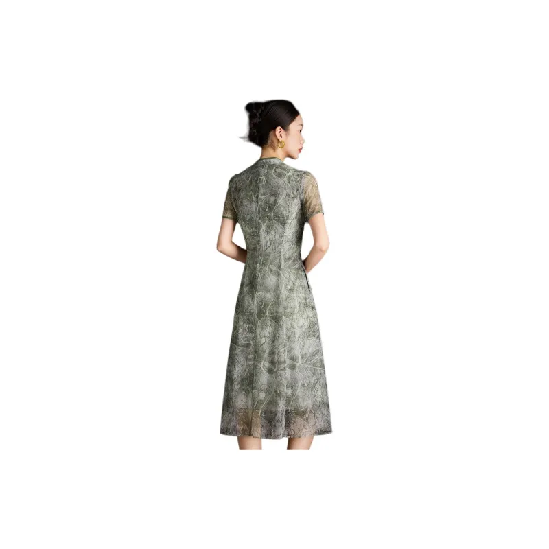 Mylan Short Sleeved Dress Women's Green-4