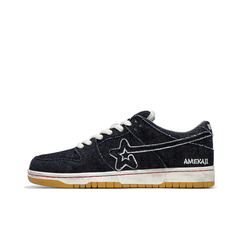 RIPSTAR SKBD Low Maxes AMEKAJI Denim Anti Slip Wear Resistant Low Top Skateboard Shoes Unisex Original Tannin-0