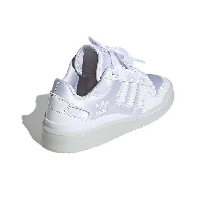 Adidas Originals FORUM Satin Low J Abrasion Resistant Low Top Skateboard Shoes White Teenagers-3