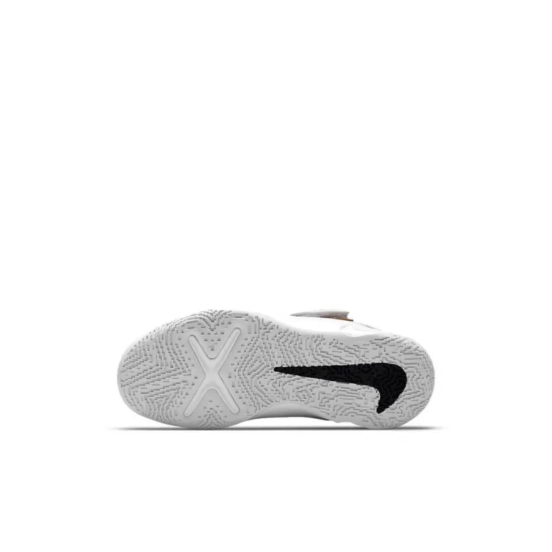 Nike Team Hustle D 10 FlyEase Abrasion Resistant Mid Top Basketball Shoes White Gold Black Children Aged 3 7 Years Old-5