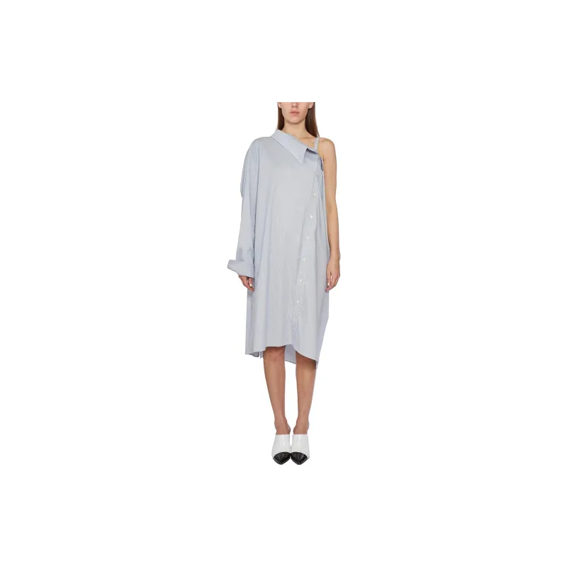 AMBUSH One-Shoulder Striped Shirt Dress-4
