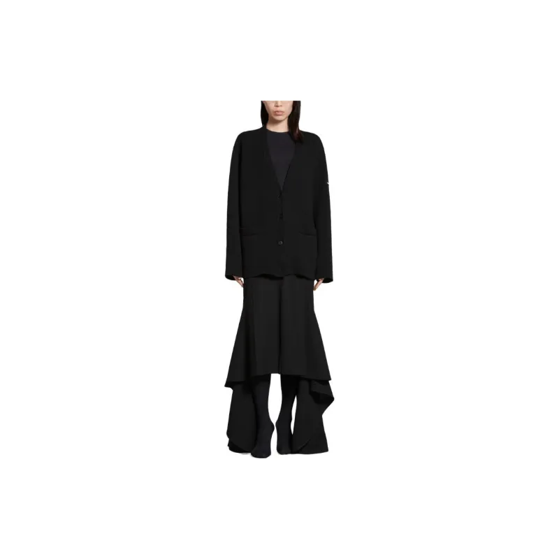 Balenciaga FW23 Knitted Fabric Cardigan Loose Fit Women's Black-3