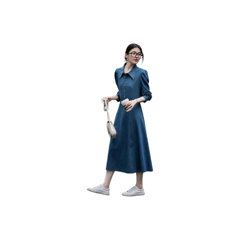 【dme】 Long Sleeved Dresses Women's Medium Denim Blue-1