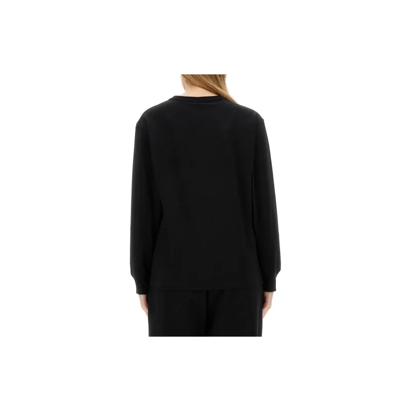 T By Alexander Wang Essential Puff Logo Jersey Long Sleeve Tee Black-3