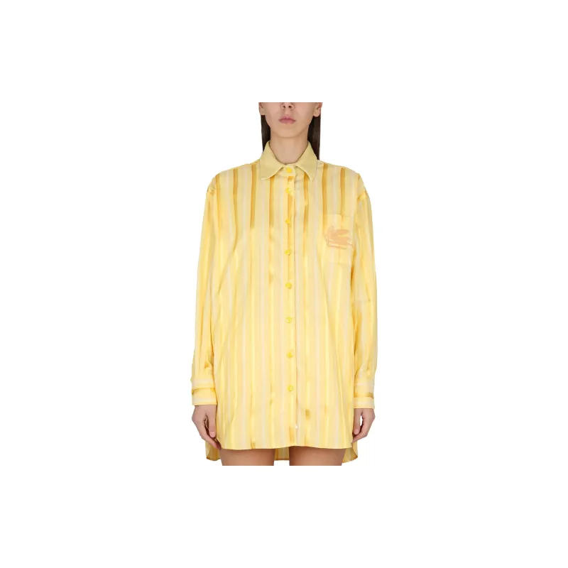 ETRO Logo Embroidered Striped Shirt Dress-2