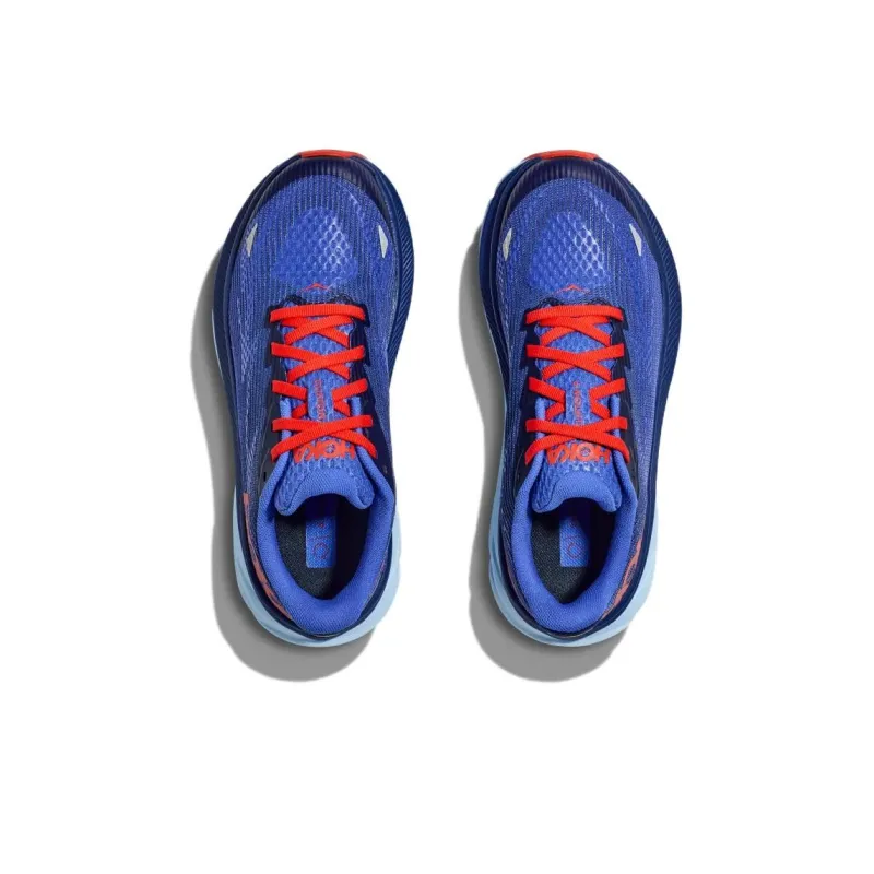 HOKA ONE ONE Clifton 9 Cushioned Wear Resistant Lightweight Low Top Kids' Running Shoes Eye Catching Blue Teenagers-2