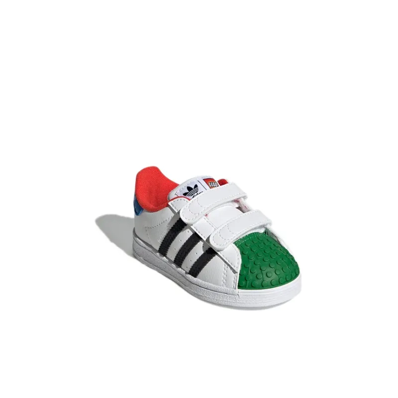 LEGO x Adidas Originals Abrasion Resistant Low Top Baby & Toddler Shoes White Green Blue Infant And Toddler-2